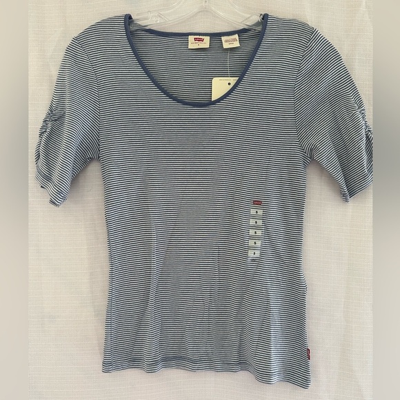 Levi's Blue and White Striped Short Sleeve Tee, size S - Picture 1 of 5